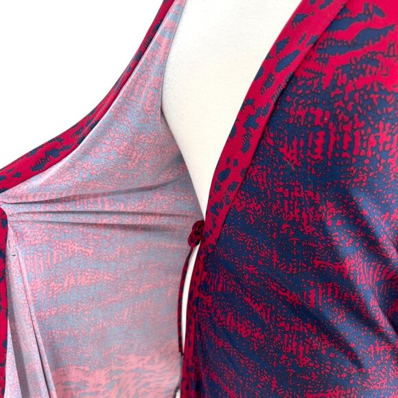 BCBGMAXAZRIA Wrap Dress Printed Red Blue Size XS - Picture 10 of 14